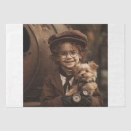 Papel De Seda Steampunk Boy y Puppy