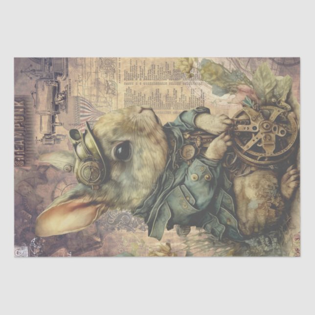 Papel De Seda Steampunk Bunny Rabbit (Anverso)