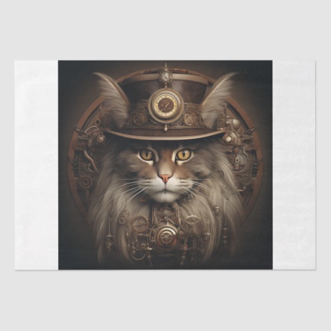 Papel De Seda Steampunk Cat (Anverso)