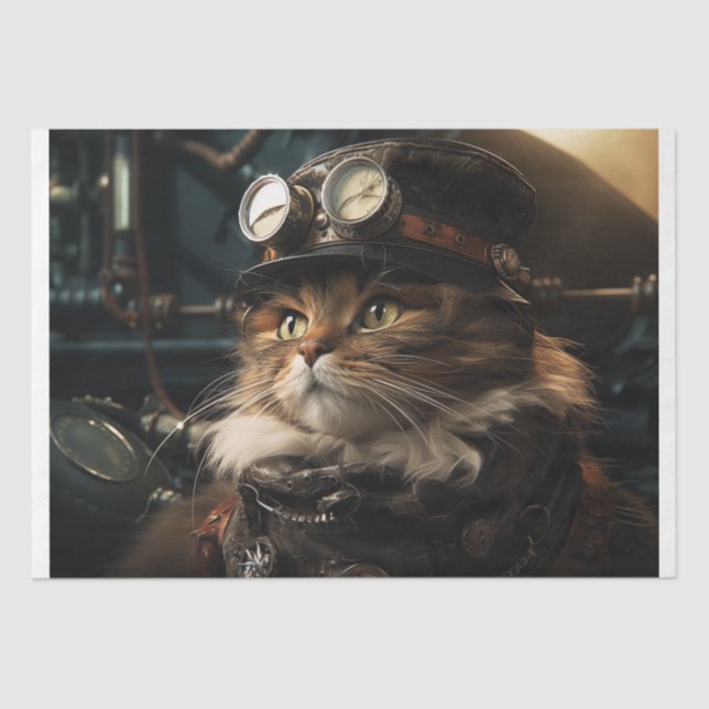 Papel De Seda Steampunk Cat (Anverso)