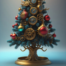 Papel De Seda Steampunk Christmas tree with metal gears