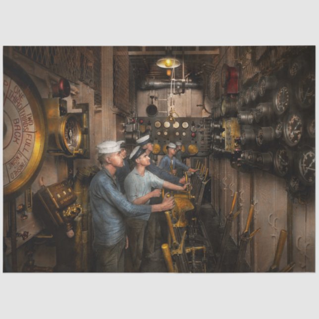 Papel De Seda Steampunk - Controles en el USS Washington 1920 (Anverso)