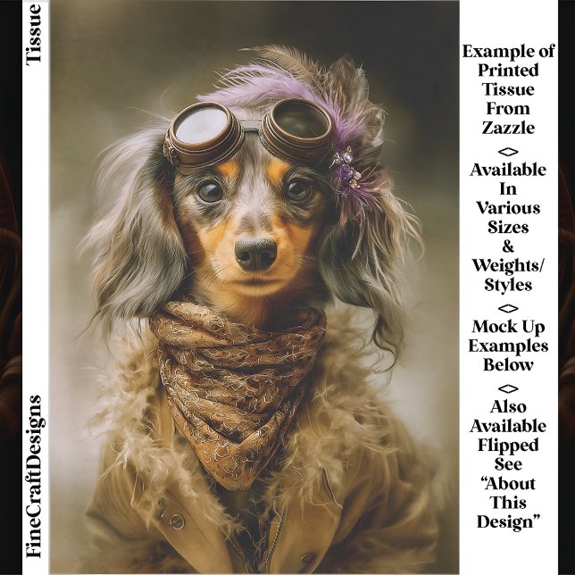 Papel De Seda Steampunk Dachshund de pelo largo Decoupage EP8R (Subido por el creador)