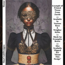 Papel De Seda Steampunk Dark Skin Woman In Mask EM4L Decoupage