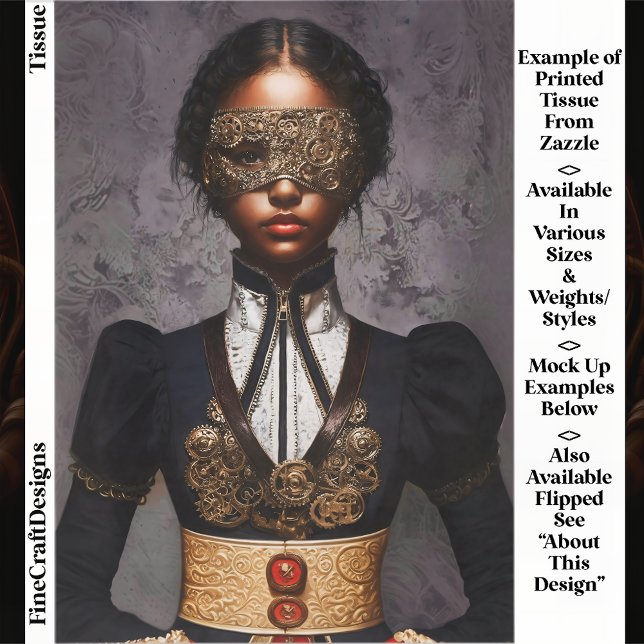 Papel De Seda Steampunk Dark Skin Woman In Mask EM4L Decoupage (Subido por el creador)