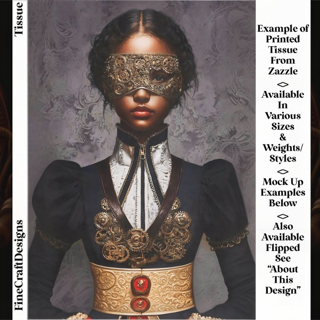 Papel De Seda Steampunk Dark Skin Woman In Mask EM4R Decoupage (Subido por el creador)