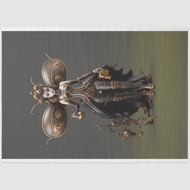 Papel De Seda Steampunk Fairy Gold y Black Decoupage (Anverso)