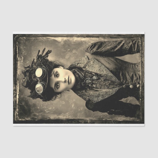 Papel De Seda Steampunk Fantasy Woman Photo Styl DX4RF Decoupage (Anverso)