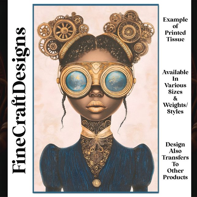 Papel De Seda Steampunk Female Dark Skyline Gold Lips N9 Decoupa (Subido por el creador)