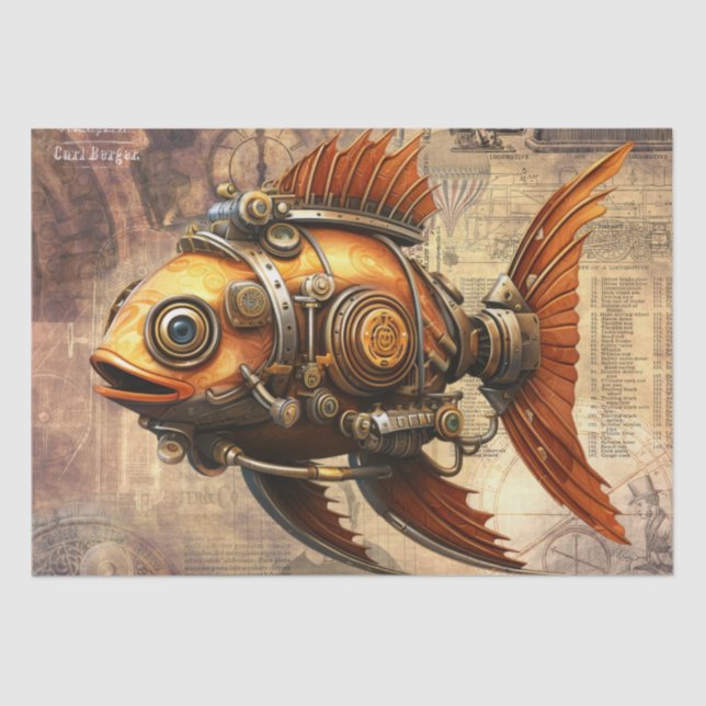 Papel De Seda Steampunk Fish (Anverso)
