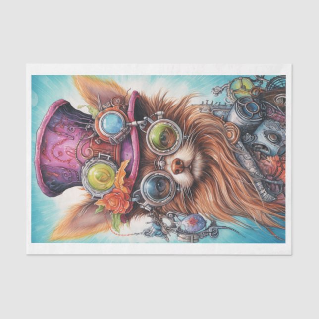 Papel De Seda Steampunk Floral Pup 2 (Anverso)