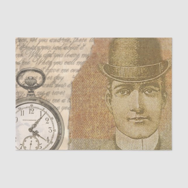 Papel De Seda Steampunk Gentleman Pocket Watch Tissue Paper (Anverso)