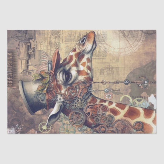 Papel De Seda Steampunk Giraffe Animal (Anverso)