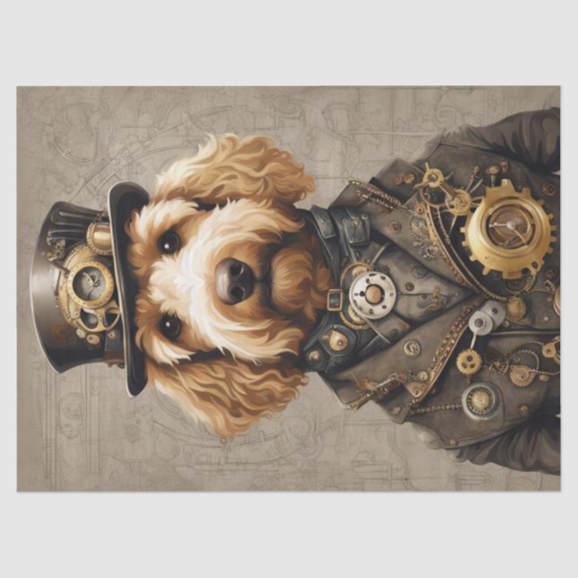 Papel De Seda Steampunk Golden Doodle: Decoupage Caprichoso (Anverso)