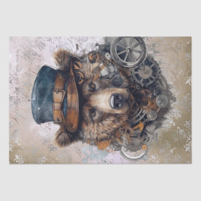 Papel De Seda Steampunk Grizzly Bear (Anverso)