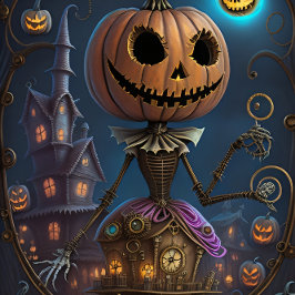 Papel De Seda Steampunk Halloween Pumpkin Queen Castle 