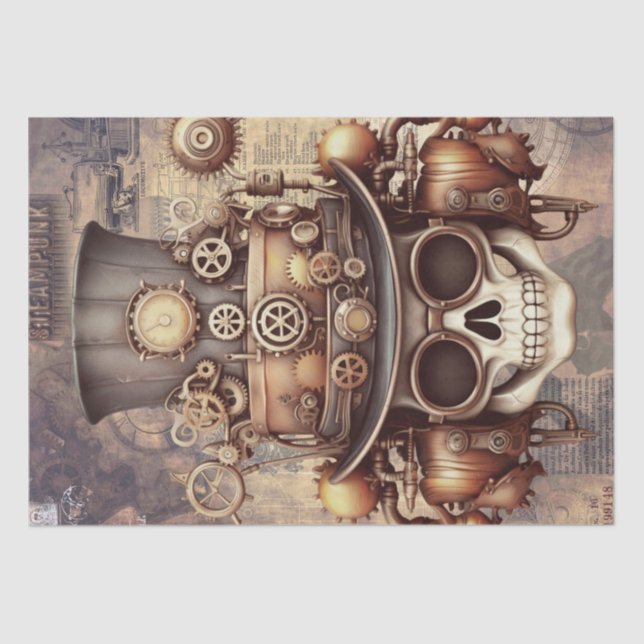 Papel De Seda Steampunk Halloween Skull (Anverso)