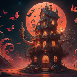 Papel De Seda Steampunk Halloween Under the Red Moon