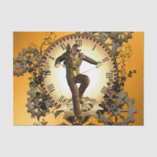 Papel De Seda Steampunk, hombre en un reloj