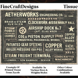 Papel De Seda Steampunk Industrial Typography Sign FA5 Decoupage
