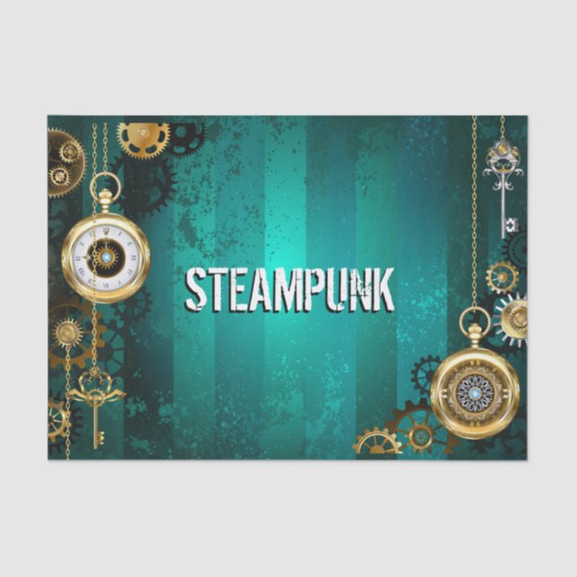 Papel De Seda Steampunk Jewelry Watch sobre un fondo verde (Anverso)