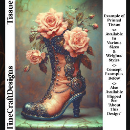 Papel De Seda Steampunk Ladies Boot & Pink Roses DF8LF Decoupage