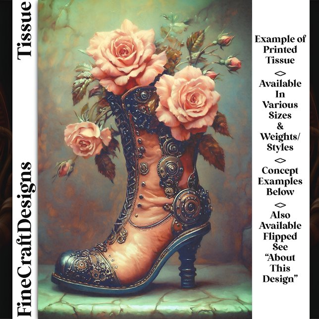 Papel De Seda Steampunk Ladies Boot & Pink Roses DF8LF Decoupage (Subido por el creador)