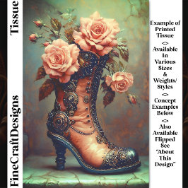 Papel De Seda Steampunk Ladies Boot & Pink Roses DF8RF Decoupage