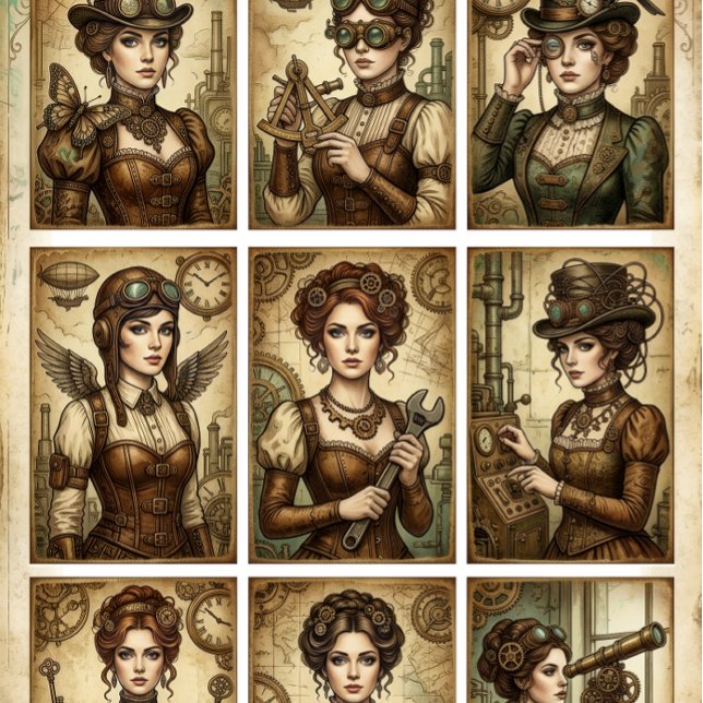 Papel De Seda Steampunk Ladies decoupage for Small projects  (Subido por el creador)