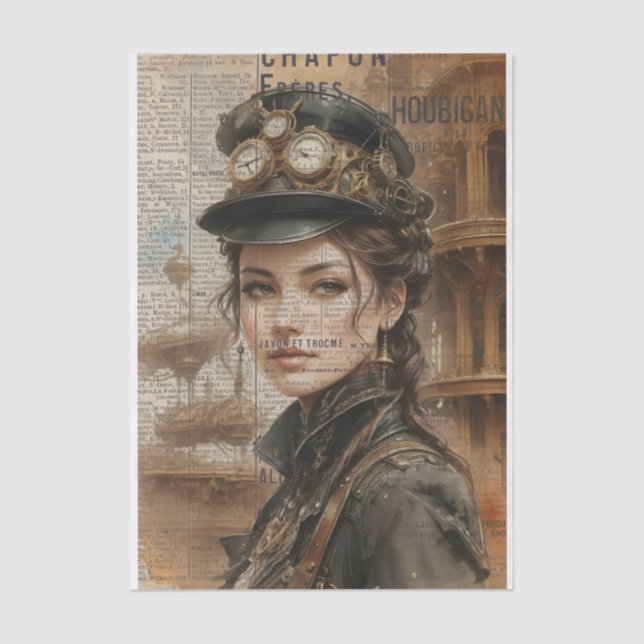 Papel De Seda Steampunk Lady, la mujer victoriana Ephemera (Anverso)