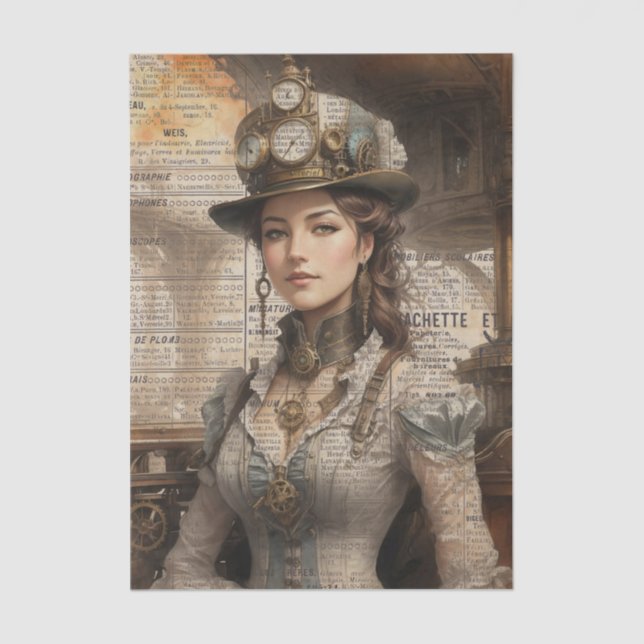 Papel De Seda Steampunk Lady, la mujer victoriana Ephemera (Anverso)