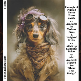 Papel De Seda Steampunk Long Haired Dachshund Dog EP8L Decoupage