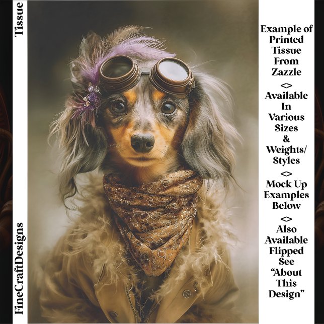 Papel De Seda Steampunk Long Haired Dachshund Dog EP8L Decoupage (Subido por el creador)