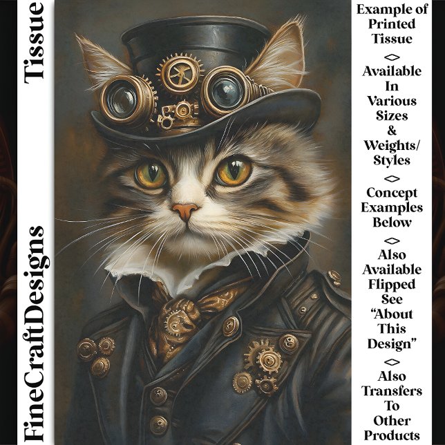 Papel De Seda Steampunk Monada Chic Gato Gatito BR6 Decoupage (Subido por el creador)