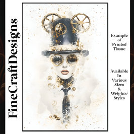 Papel De Seda Steampunk Mujer con Sombrero de Copa Alta y Gafas 