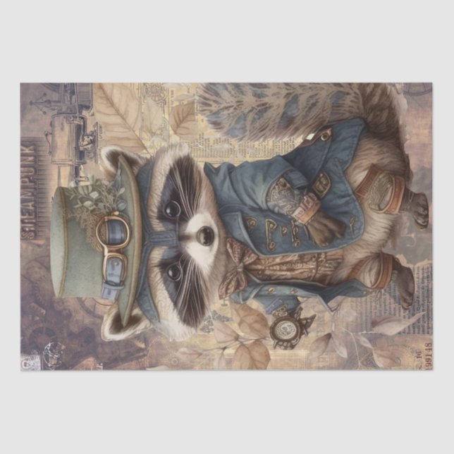 Papel De Seda Steampunk Raccoon (Anverso)