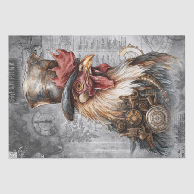 Papel De Seda Steampunk Rooster (Anverso)