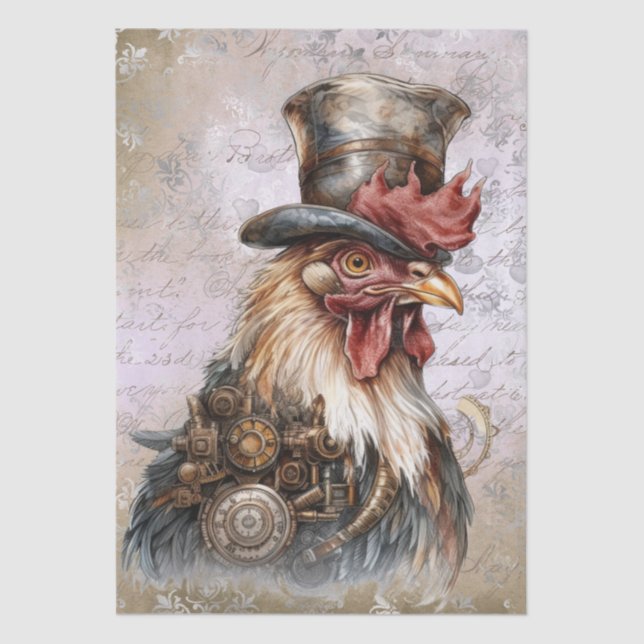 Papel De Seda Steampunk Rooster (Anverso)