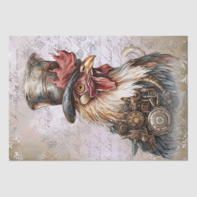 Papel De Seda Steampunk Rooster (Anverso)