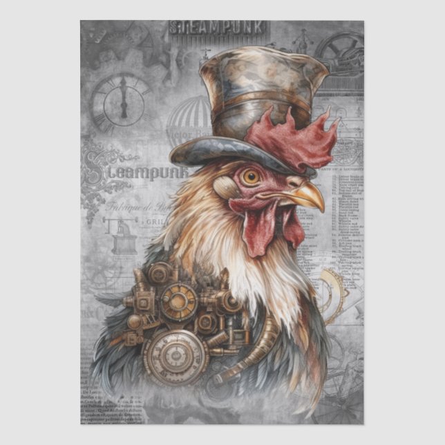 Papel De Seda Steampunk Rooster (Anverso)