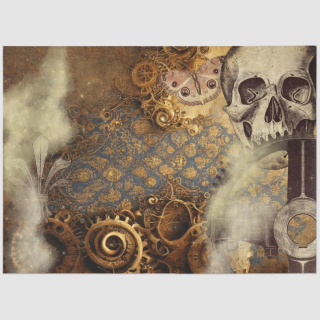Papel De Seda SteamPunk-Skull-Butterfly-Papier Mousseline (Anverso)