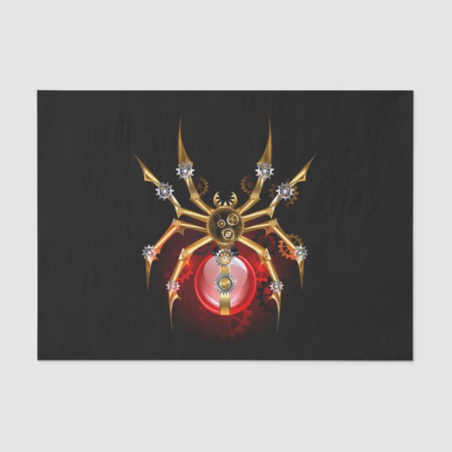 Papel De Seda Steampunk spider on black (Anverso)