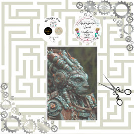 Papel De Seda Steampunk Teal Orange Lizard Decoupage