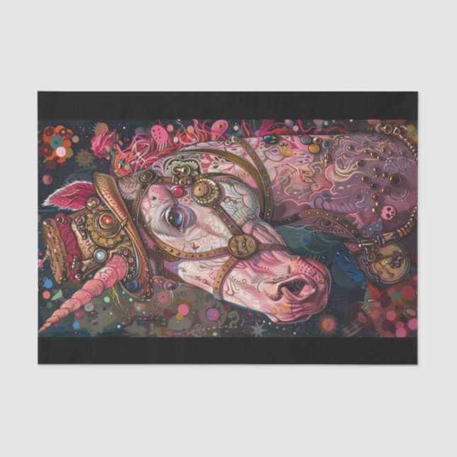 Papel De Seda Steampunk Unicorn (Anverso)