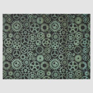 Papel De Seda Steampunk Verdigris Bronze Gears