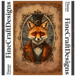 Papel De Seda Steampunk Victorian Elegant Fox A4L Decoupage