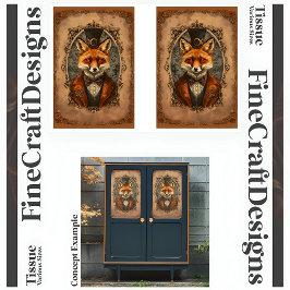 Papel De Seda Steampunk Victorian Elegant Fox A4LR Decoupage
