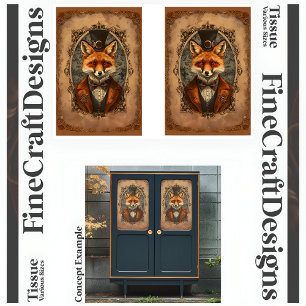 Papel De Seda Steampunk Victorian Elegant Fox A4LR Decoupage