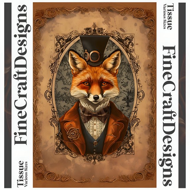 Papel De Seda Steampunk Victoriano Elegante Zorro A4L Decoupage (Subido por el creador)