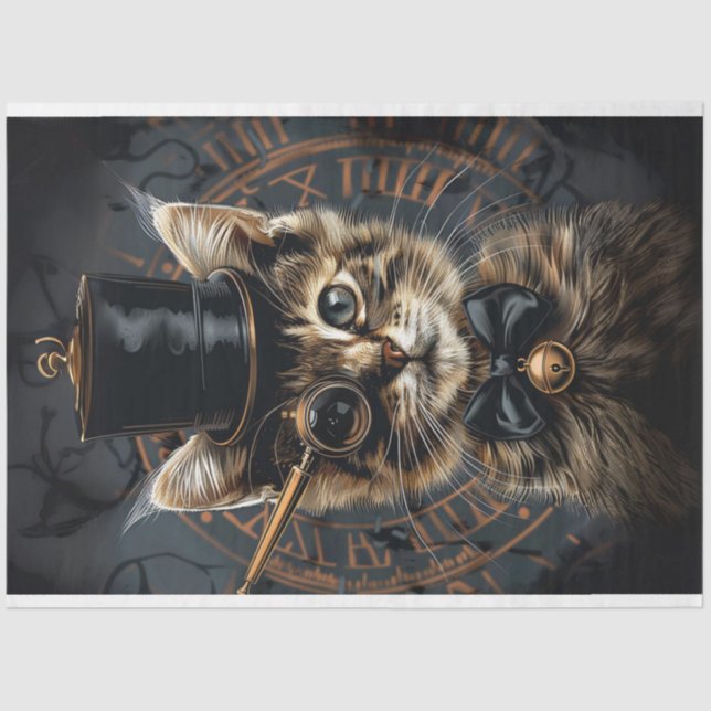 Papel De Seda Steampunk Whiskers Kitten Decoupage (Anverso)